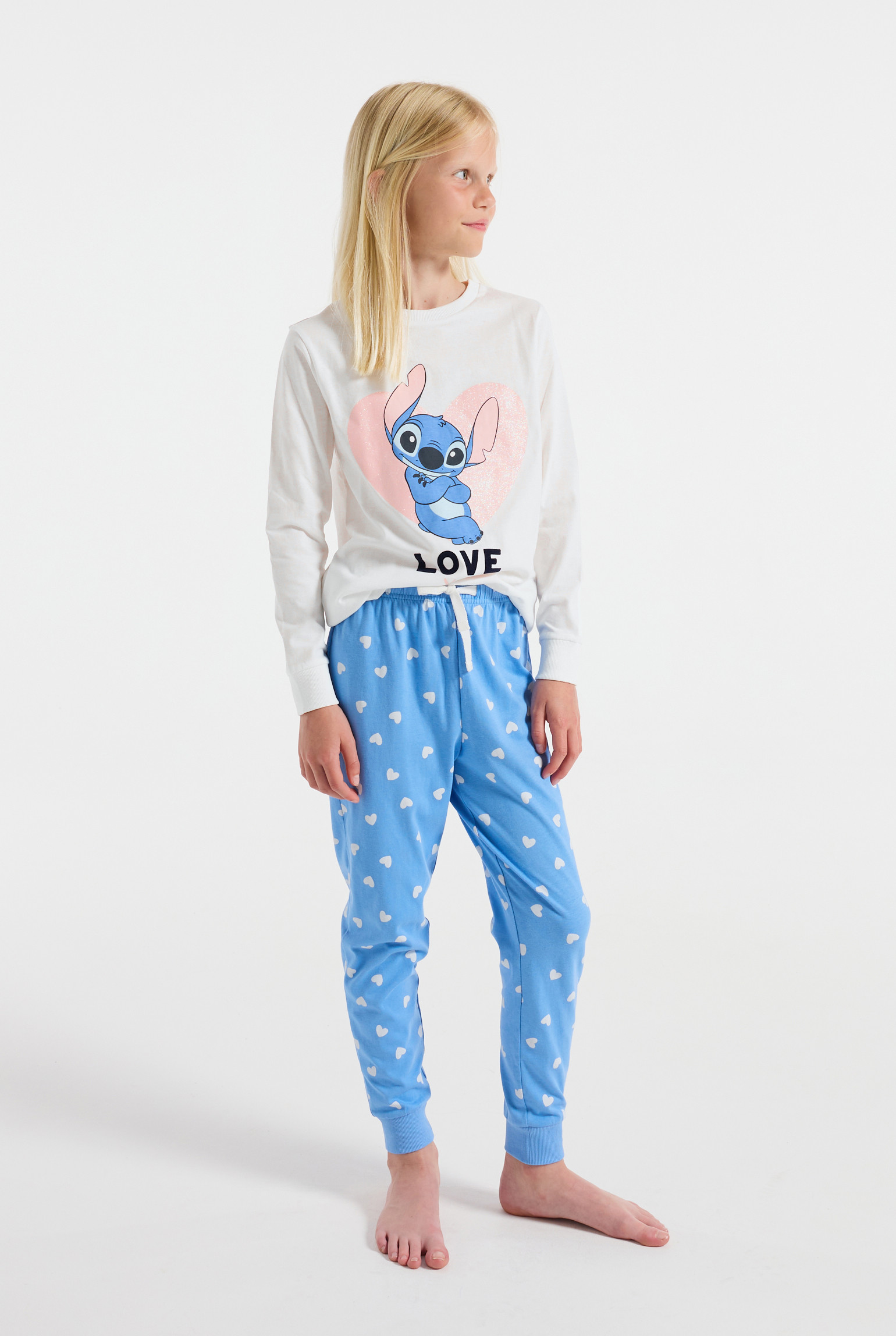 Pyjama Stitch jersey bleu fille - Bleu libellule