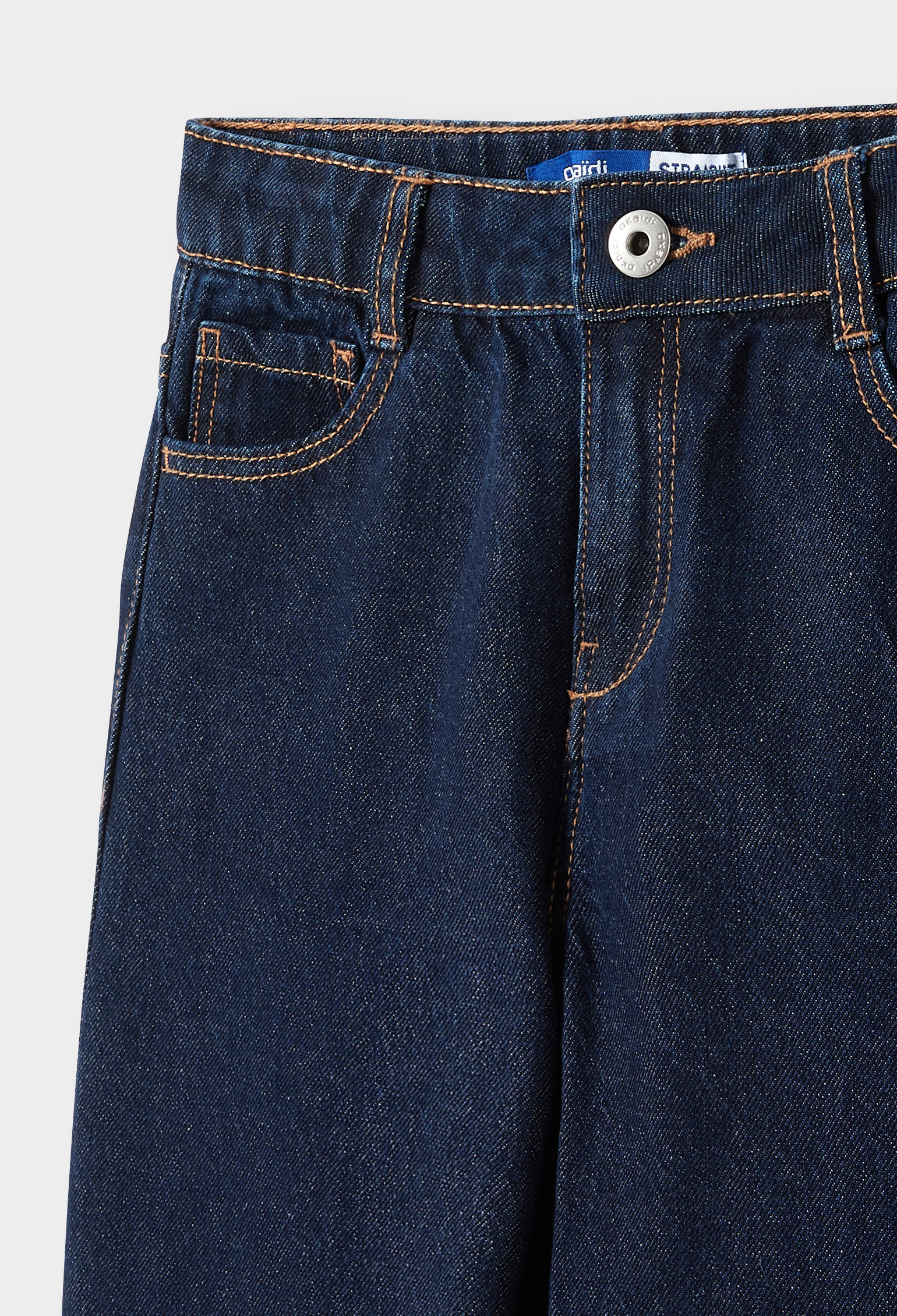 Jean à revers straight bleu foncé fille - Denim Dark Blue