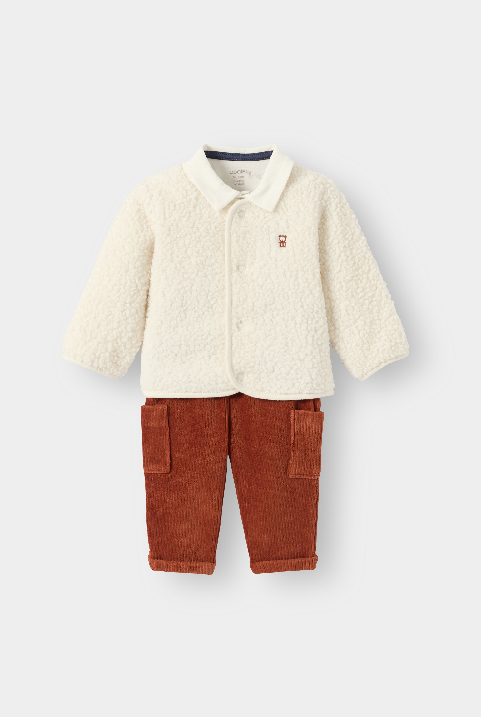 Ensemble 3 pièces blanc bébé garçon - blanc