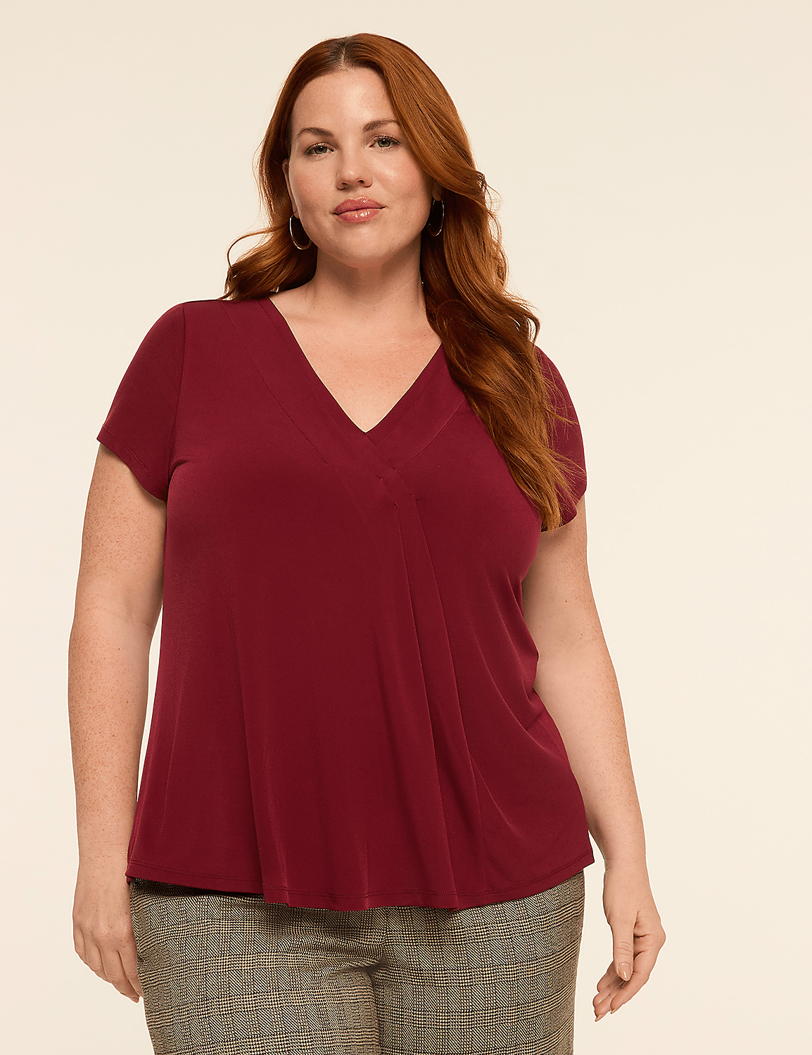 Swing Cap-Sleeve Pleat-Front Top Product Image 1