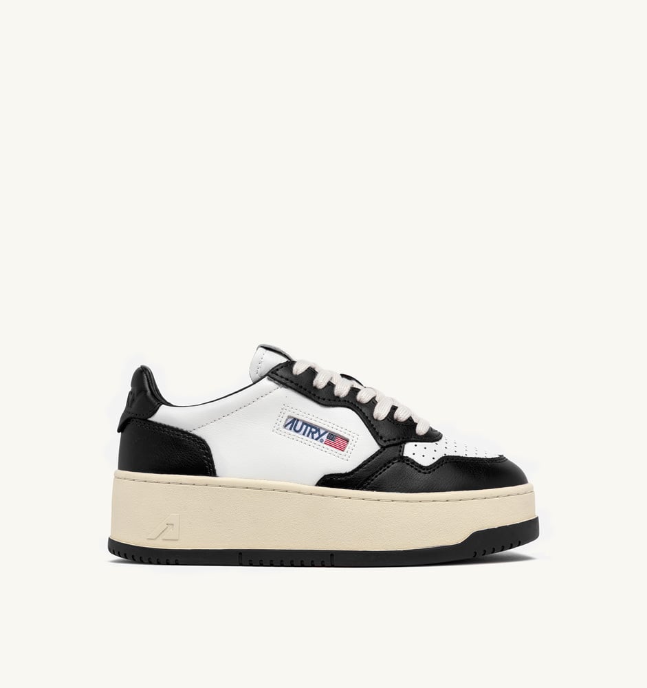 MEDALIST PLATFORM IN WHITE AND BLACK LEATHER