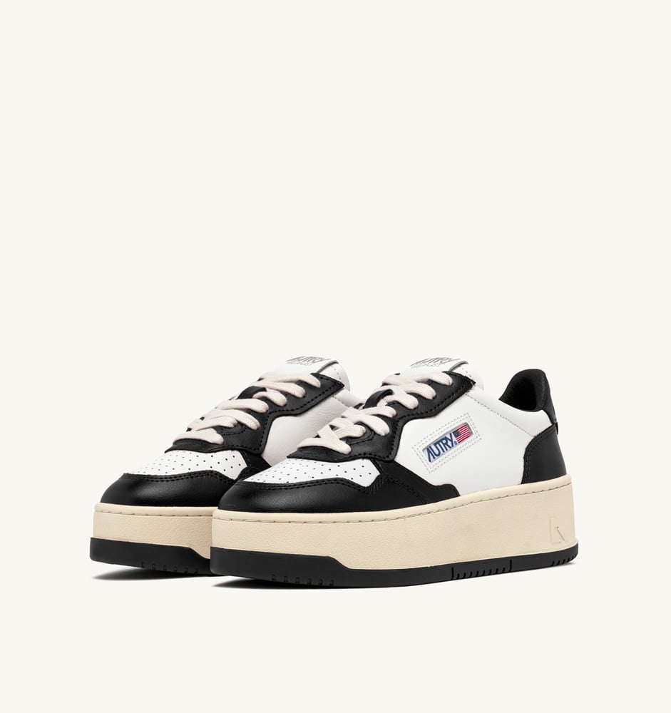 MEDALIST PLATFORM IN WHITE AND BLACK LEATHER