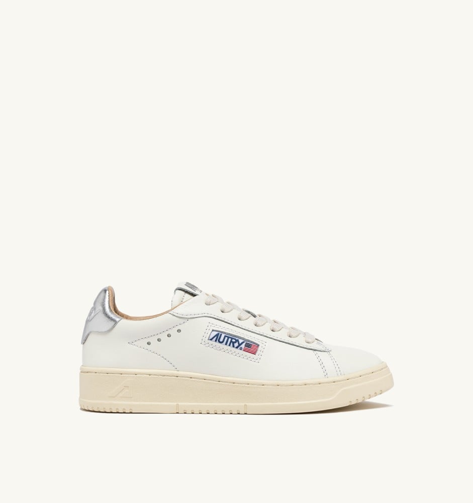 DALLAS LOW IN WHITE AND SILVER LEATHER