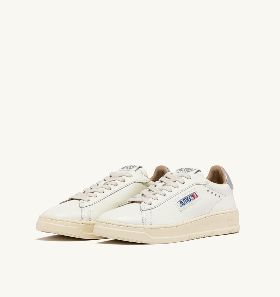 DALLAS LOW IN WHITE AND SILVER LEATHER