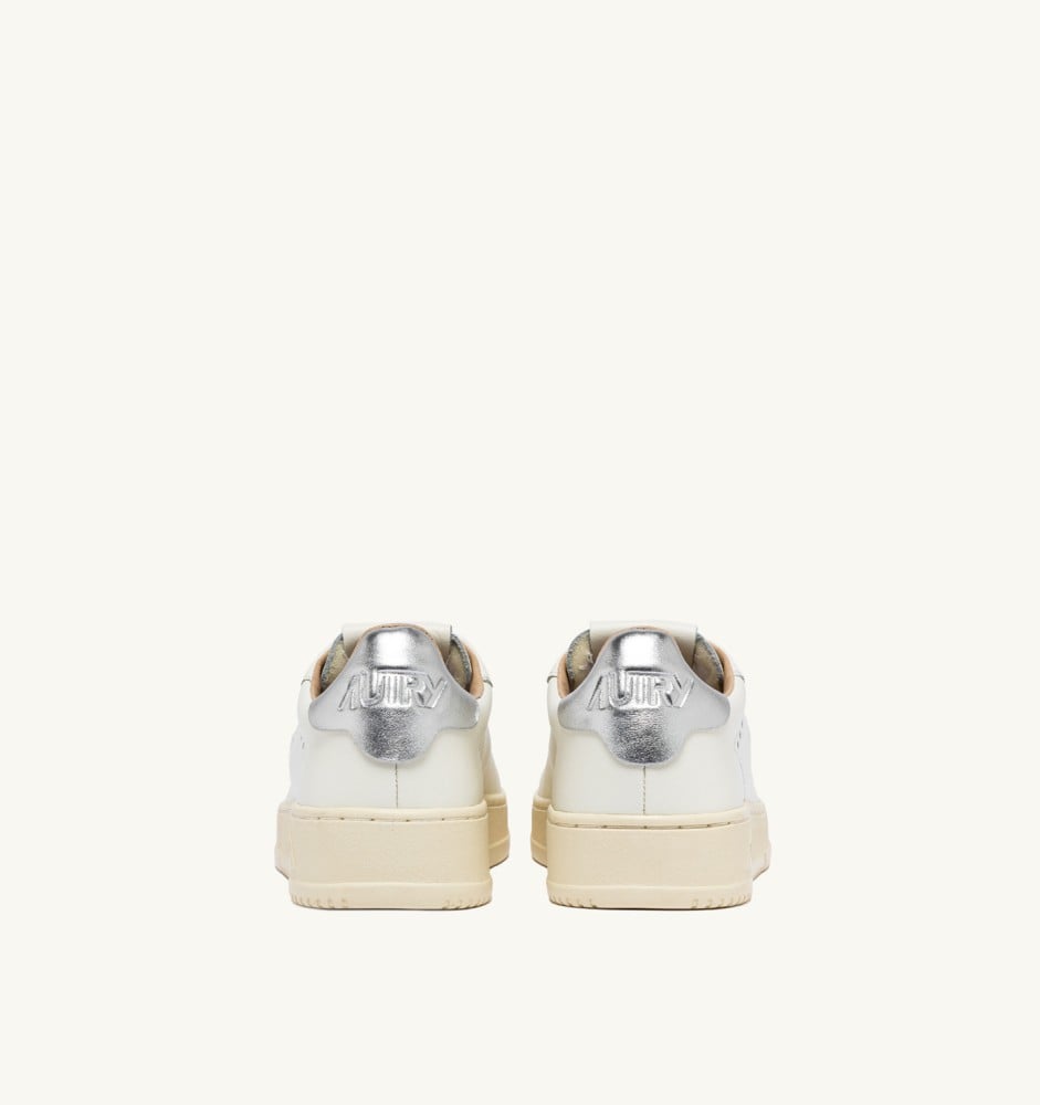 DALLAS LOW IN WHITE AND SILVER LEATHER