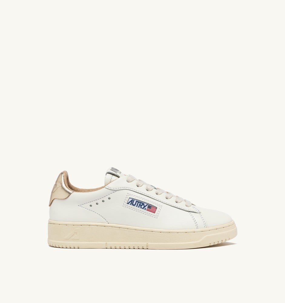 DALLAS LOW IN WHITE AND GOLD LEATHER