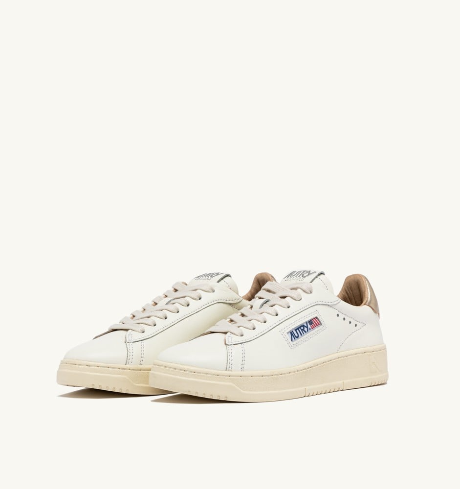 DALLAS LOW IN WHITE AND GOLD LEATHER