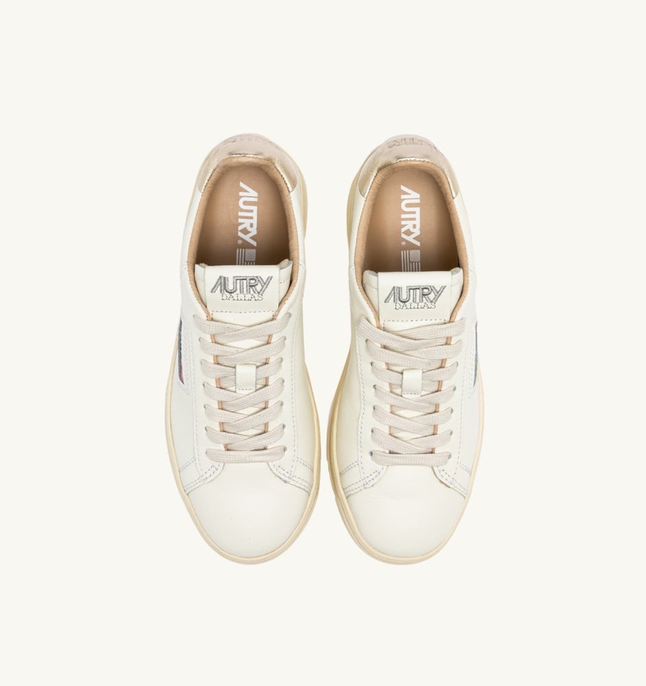 DALLAS LOW IN WHITE AND GOLD LEATHER