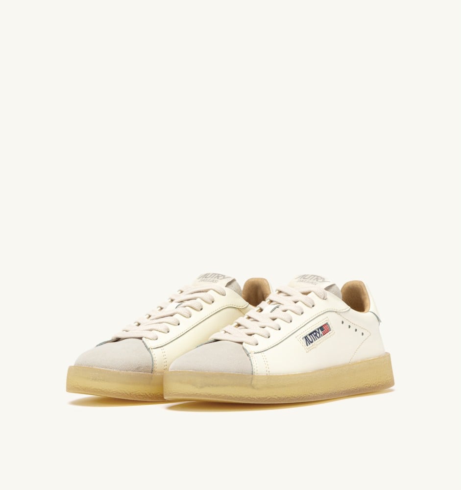 DALLAS LOW IN MARSHMALLOW AND CREAM LEATHER AND SUEDE