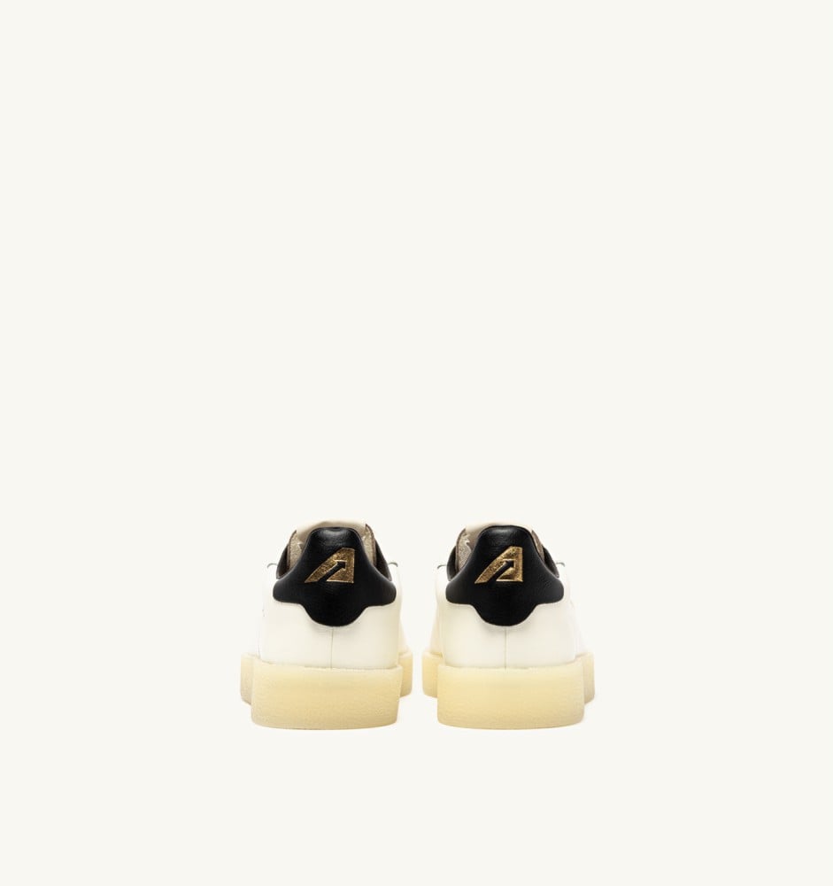 DALLAS LOW IN MARSHMALLOW, BLACK AND COBBLESTONE LEATHER AND SUEDE