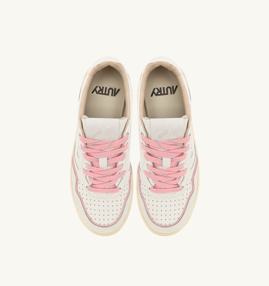 GOLF LOW IN WHITE AND CORAL BLUSH LEATHER