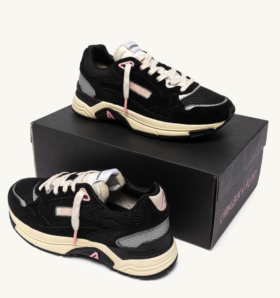 CHANGBIN X AUTRY HYPERWAY IN BLACK AND PINK MESH AND SUEDE