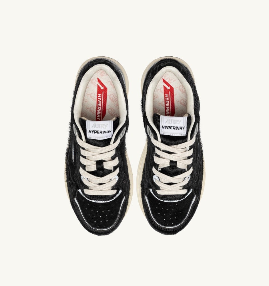 HYPERWAY IN BLACK PONY HAIR EFFECT AND SUEDE