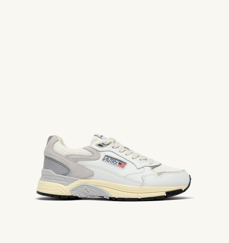HYPERWAY IN WHITE AND GRAY MESH AND LEATHER