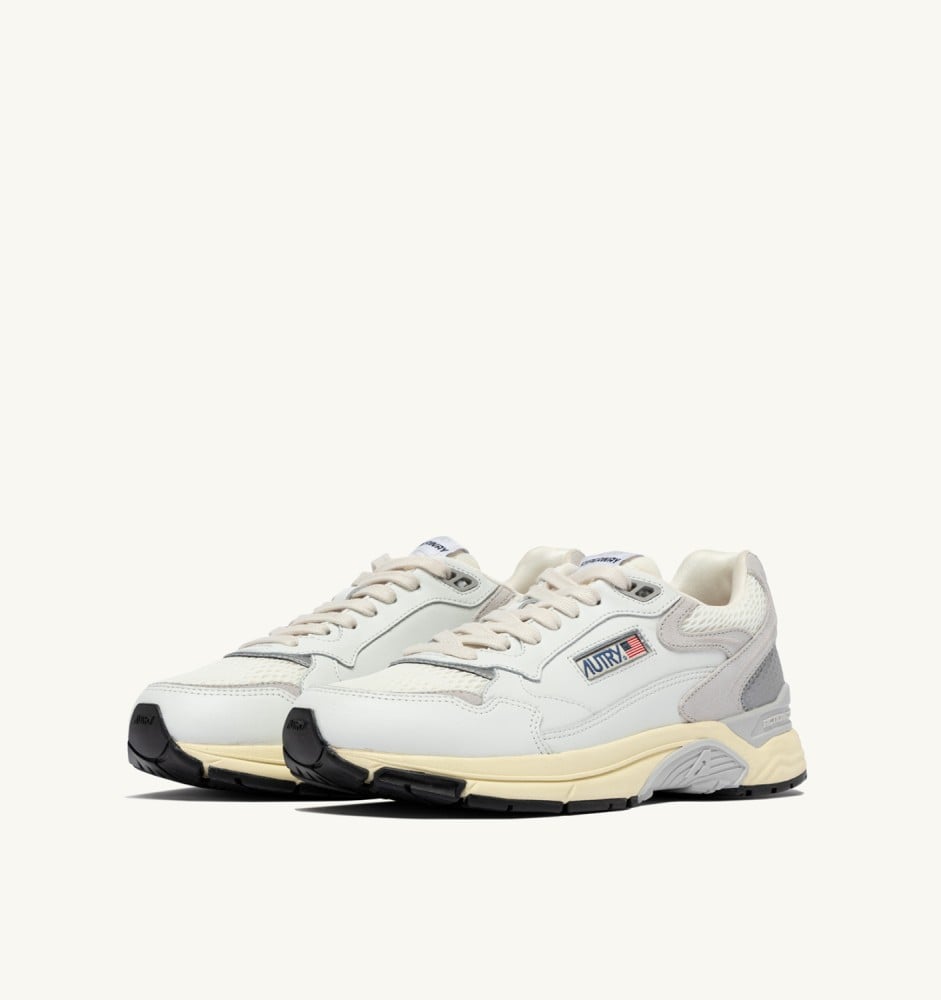 HYPERWAY IN WHITE AND GRAY MESH AND LEATHER