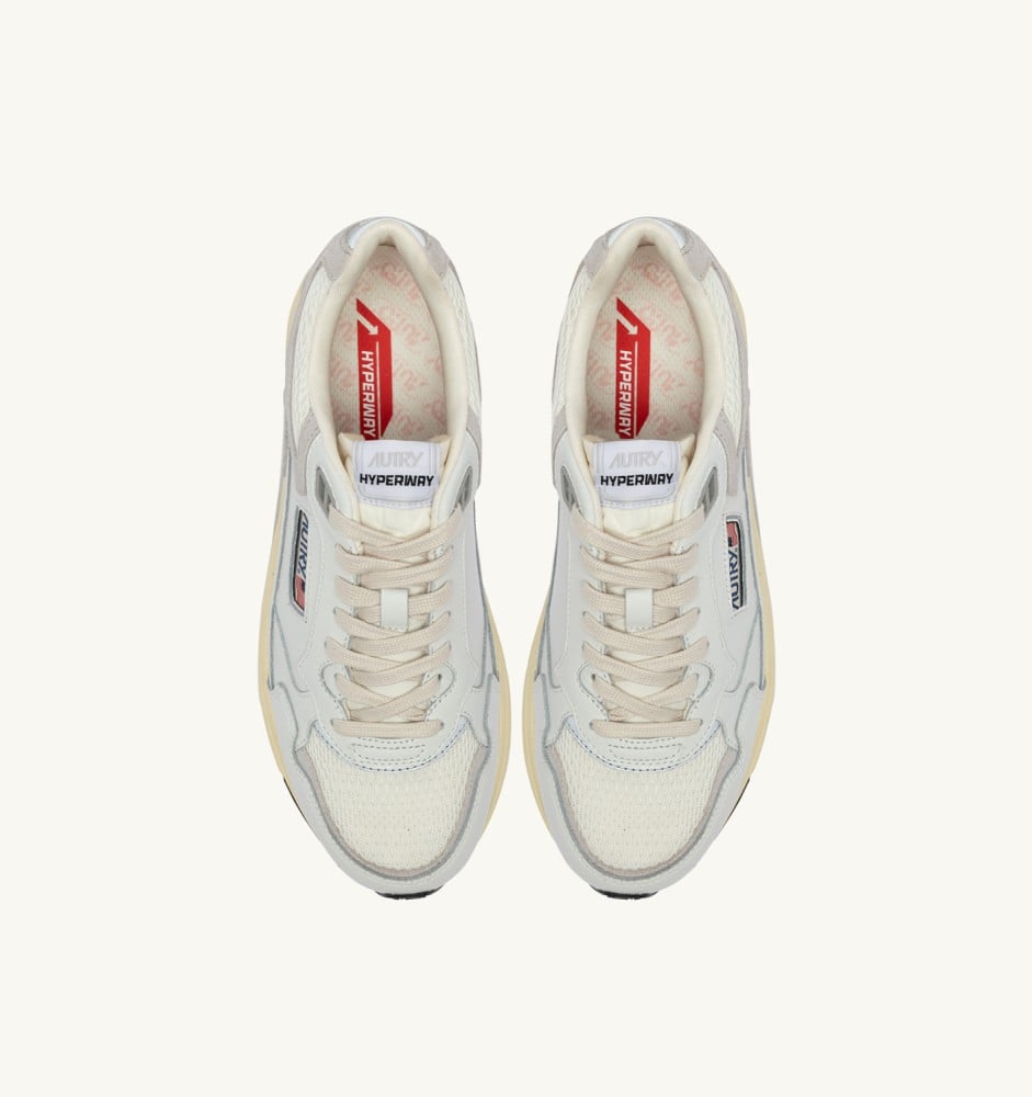 HYPERWAY IN WHITE AND GRAY MESH AND LEATHER