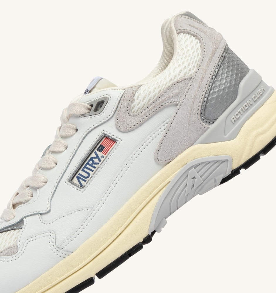 HYPERWAY IN WHITE AND GRAY MESH AND LEATHER