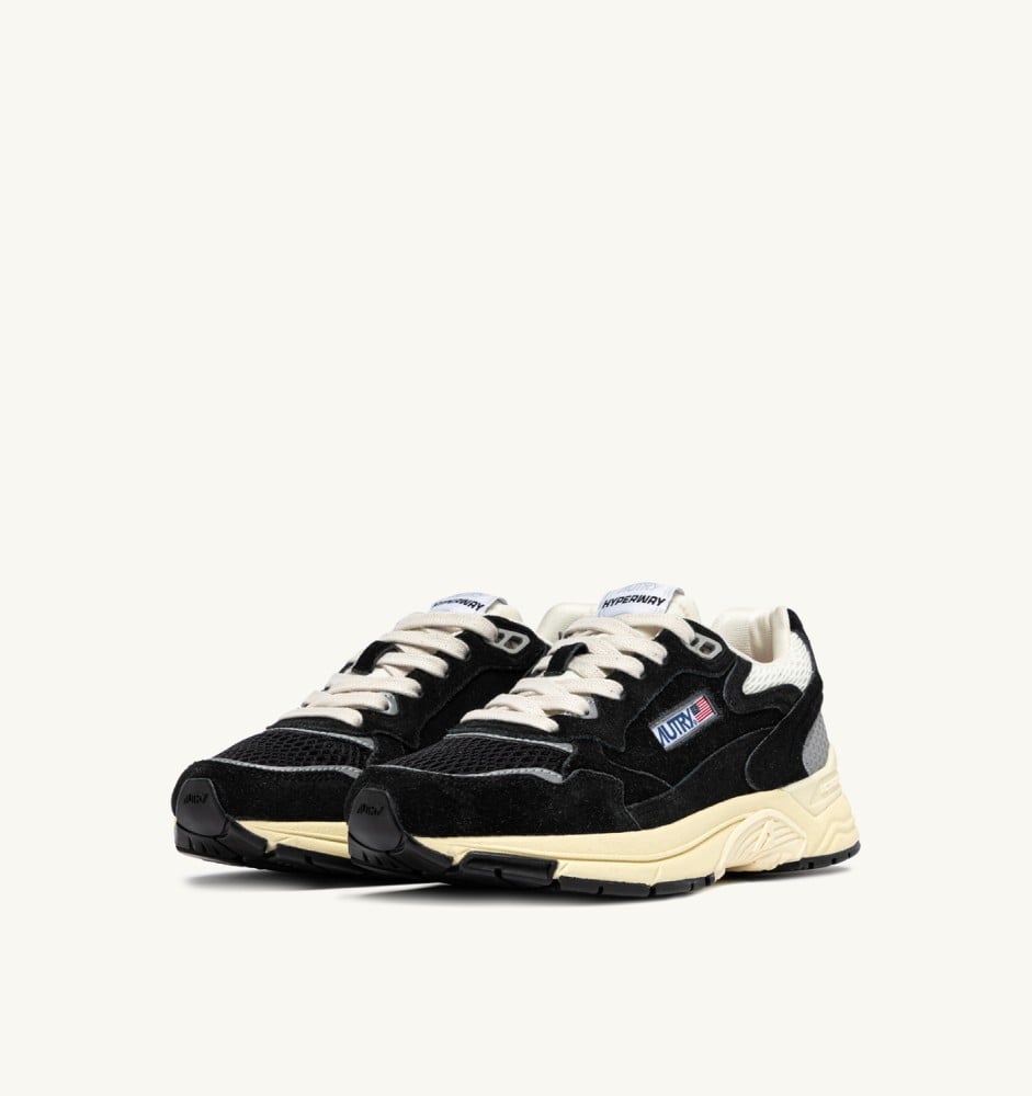 HYPERWAY IN BLACK AND SILVER-TONE SUEDE AND MESH