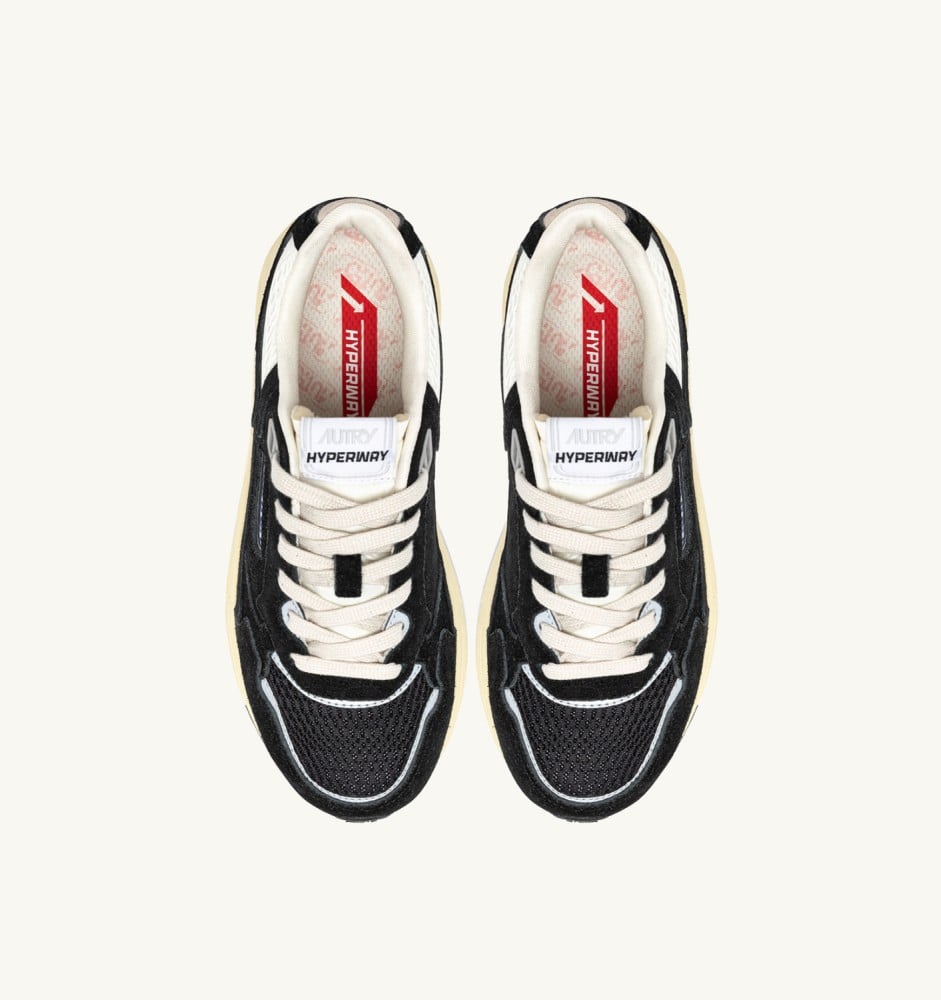 HYPERWAY IN BLACK AND SILVER-TONE SUEDE AND MESH
