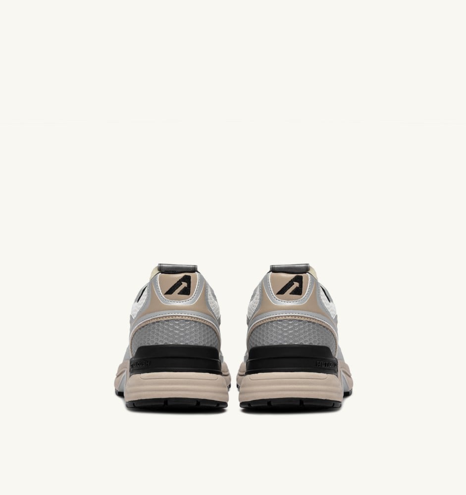 HYPERWAY IN SILVER, WHITE AND IRISH CREAM SYNTHETIC LEATHER AND MESH