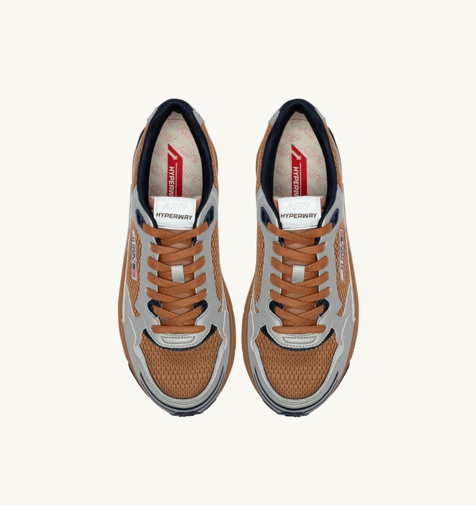 HYPERWAY IN SILVER BISCUIT AND SPACE SYNTHETIC LEATHER AND MESH