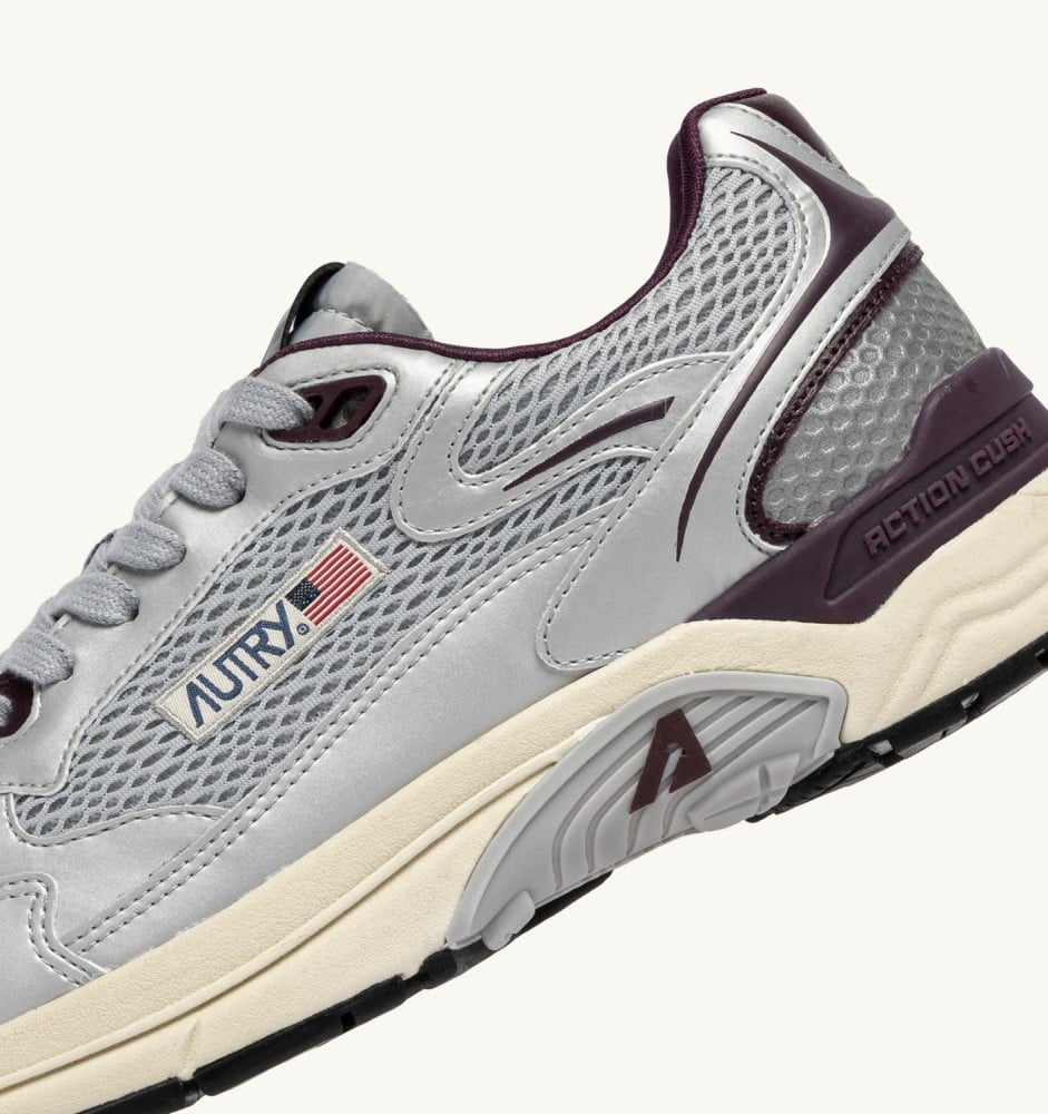 HYPERWAY IN SILVER, HARBOR MIST AND FIG SYNTHETIC LEATHER AND MESH