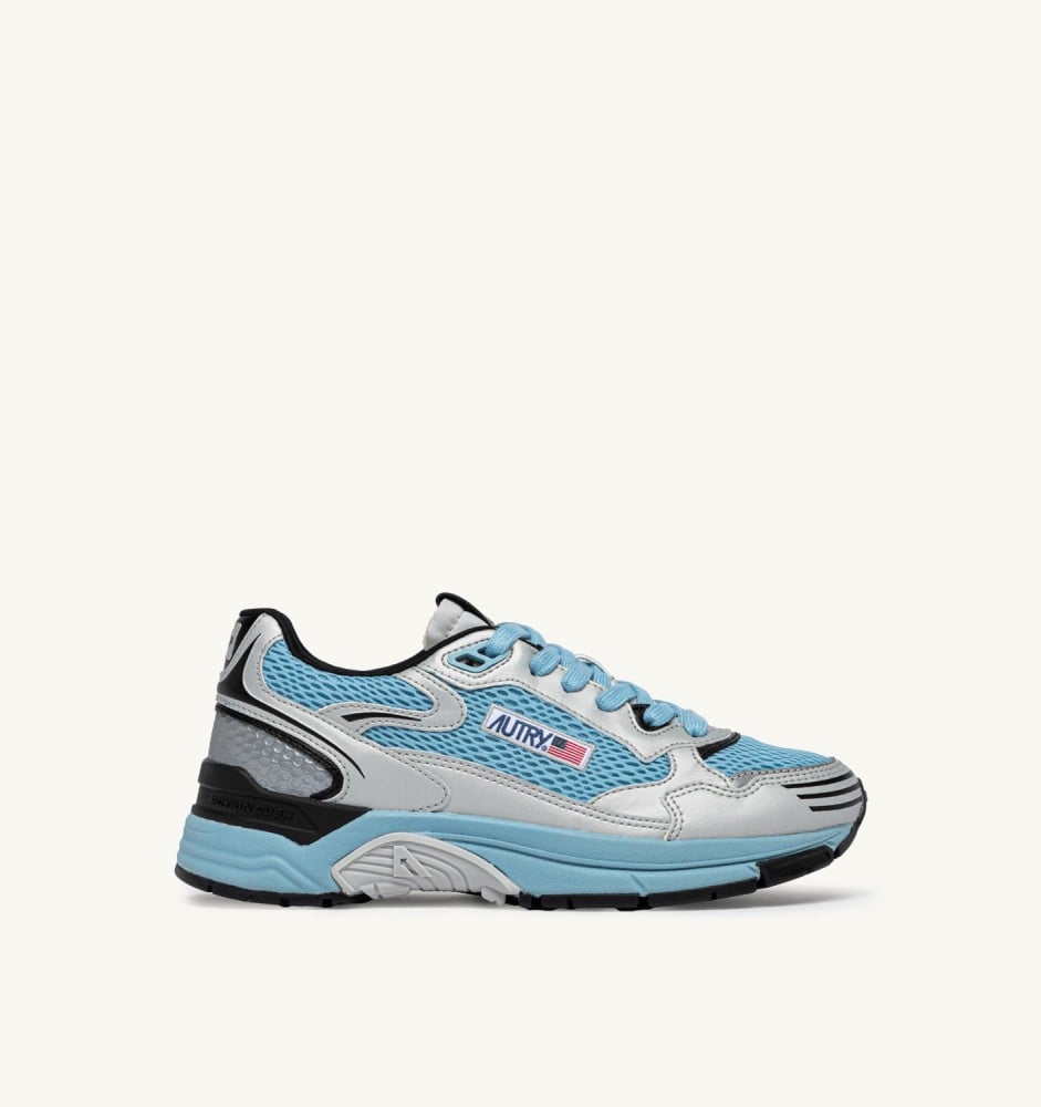 HYPERWAY IN SILVER BLACK AND FORGET ME NOT SYNTHETIC LEATHER AND MESH