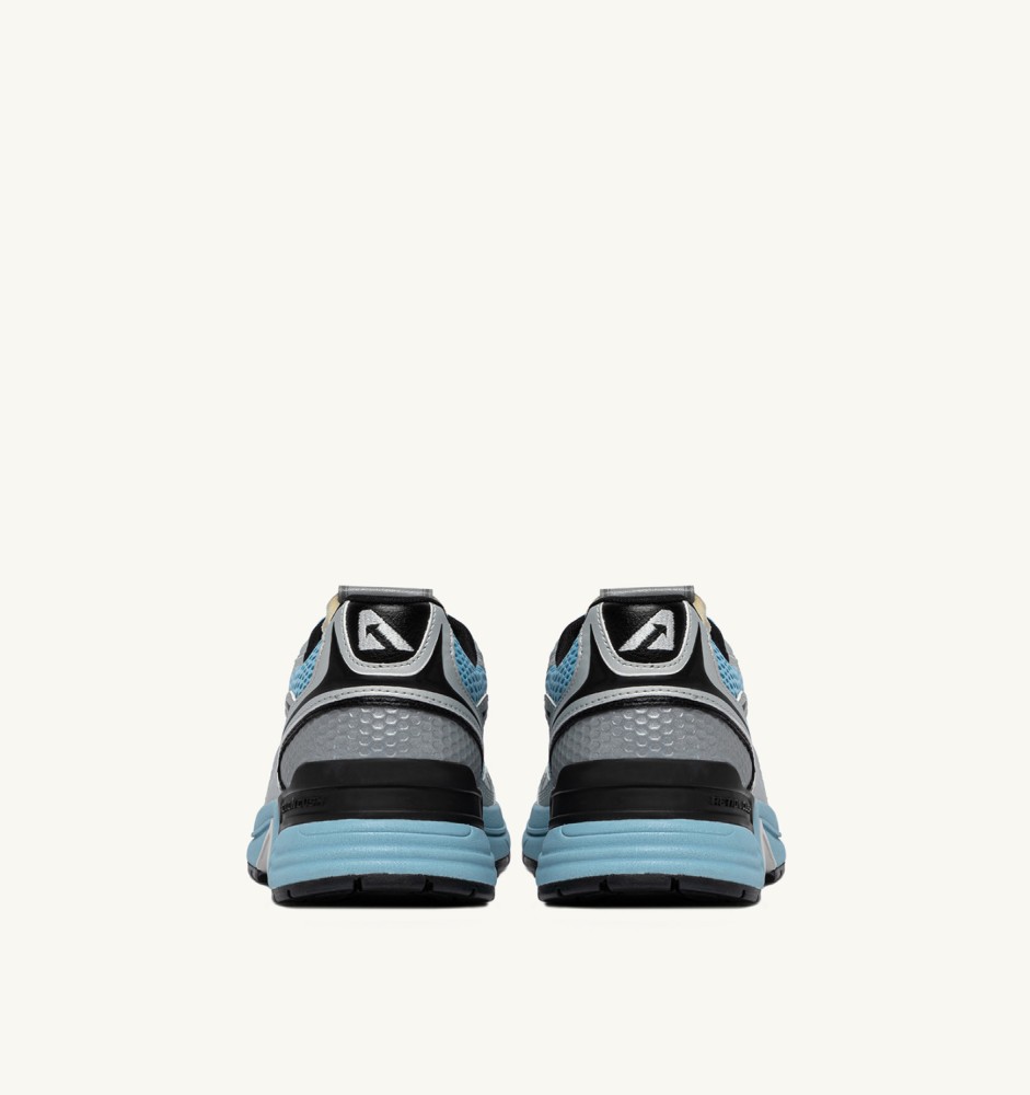 HYPERWAY IN SILVER BLACK AND FORGET ME NOT SYNTHETIC LEATHER AND MESH