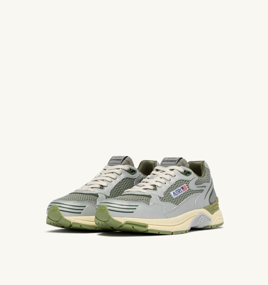 HYPERWAY IN SILVER SEA GRASS AND CYPRESS SYNTHETIC LEATHER AND MESH