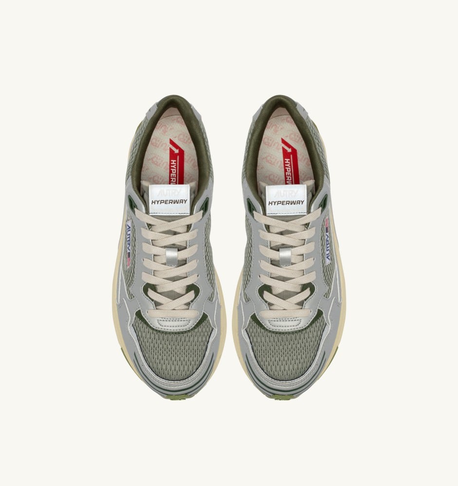 HYPERWAY IN SILVER SEA GRASS AND CYPRESS SYNTHETIC LEATHER AND MESH