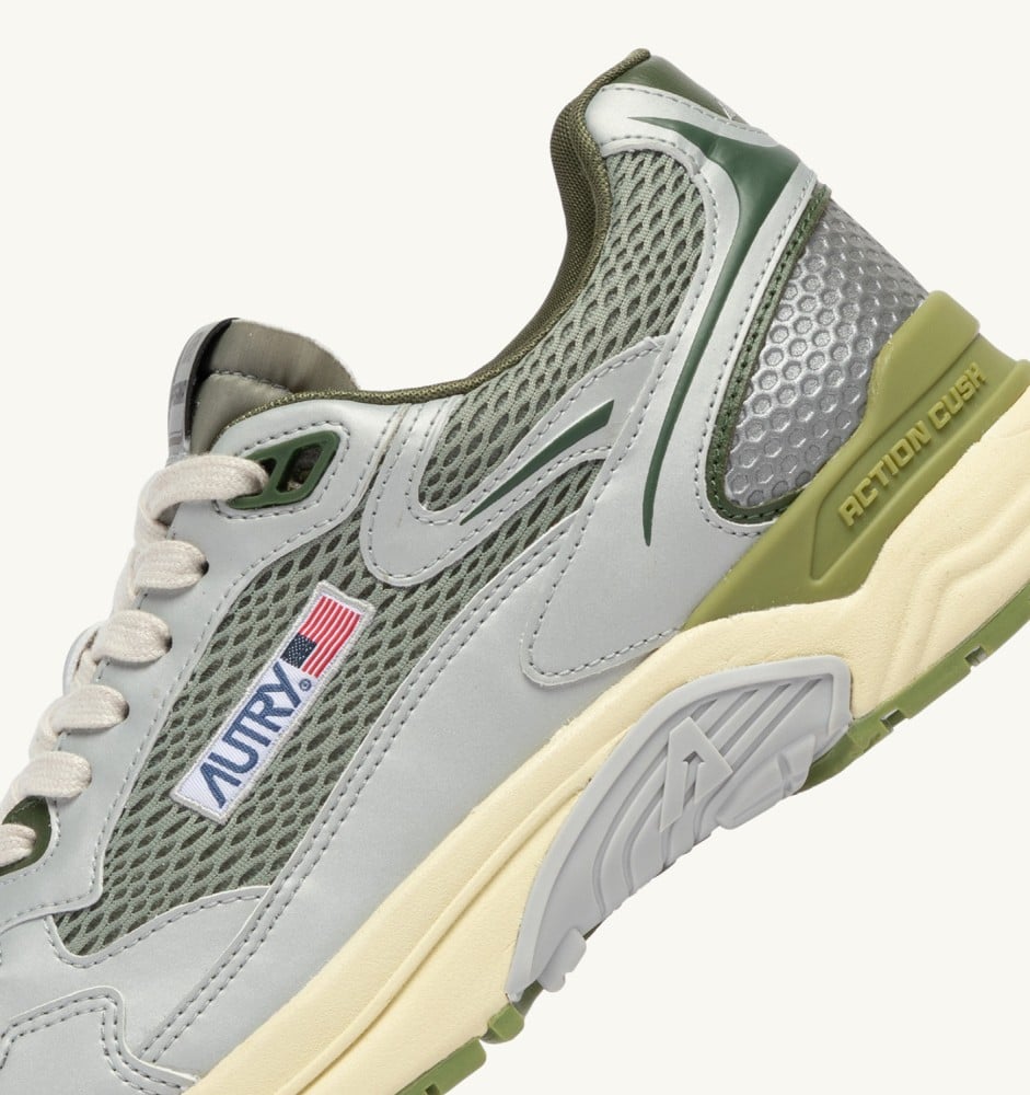 HYPERWAY IN SILVER SEA GRASS AND CYPRESS SYNTHETIC LEATHER AND MESH