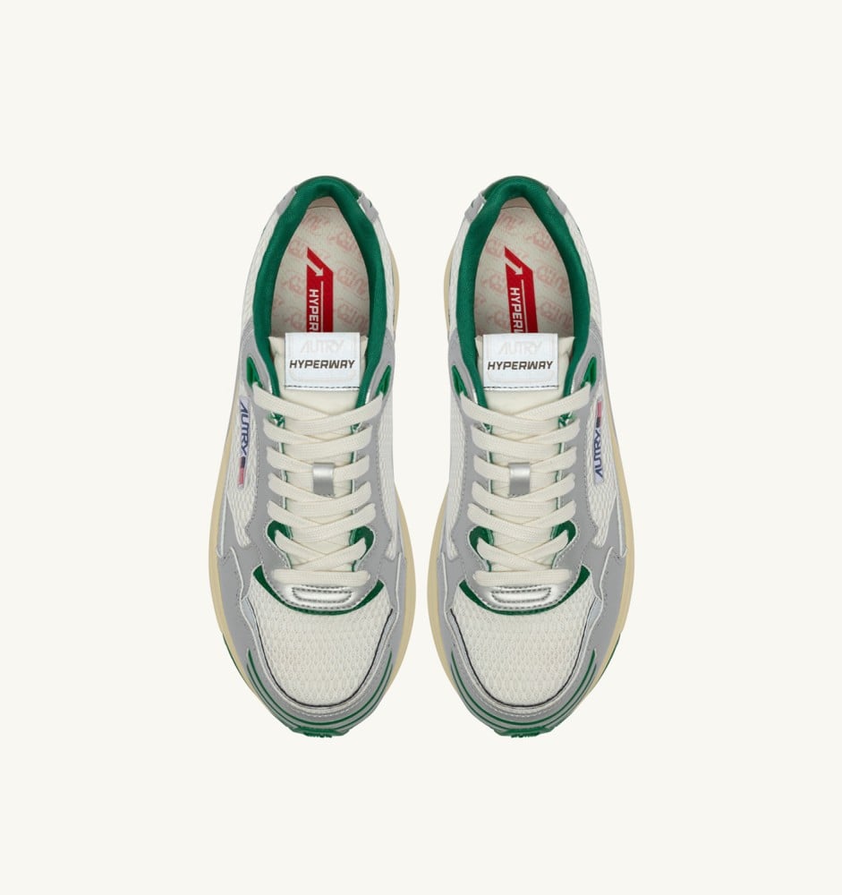 HYPERWAY IN WHITE SILVER AND AMAZON SYNTHETIC LEATHER AND MESH