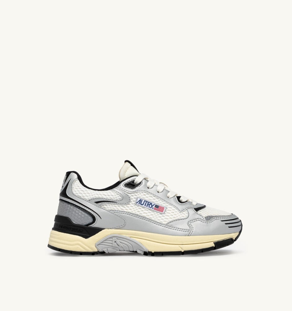 HYPERWAY IN WHITE SILVER AND BLACK SYNTHETIC LEATHER AND MESH