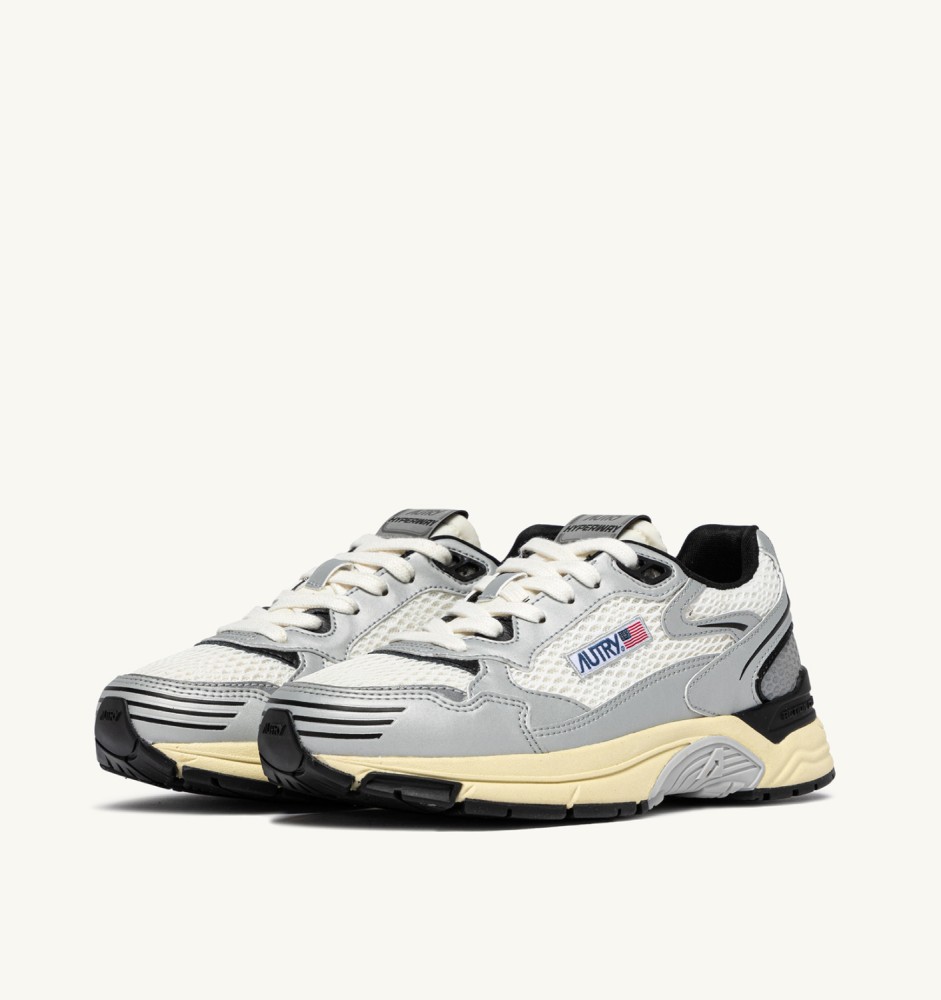 HYPERWAY IN WHITE SILVER AND BLACK SYNTHETIC LEATHER AND MESH