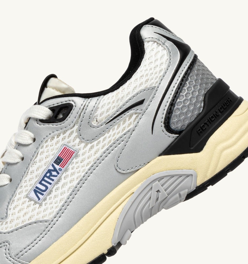 HYPERWAY IN WHITE SILVER AND BLACK SYNTHETIC LEATHER AND MESH