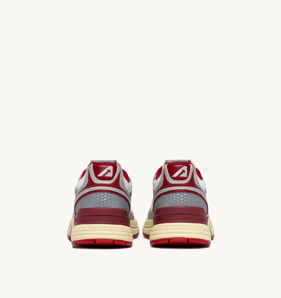 HYPERWAY IN WHITE SILVER AND RED SYNTHETIC LEATHER AND MESH