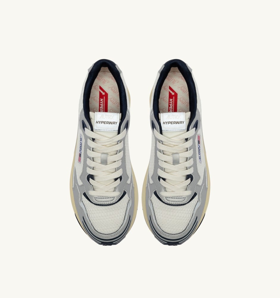HYPERWAY IN WHITE SILVER AND SPACE SYNTHETIC LEATHER AND MESH