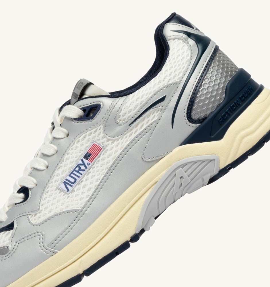 HYPERWAY IN WHITE SILVER AND SPACE SYNTHETIC LEATHER AND MESH