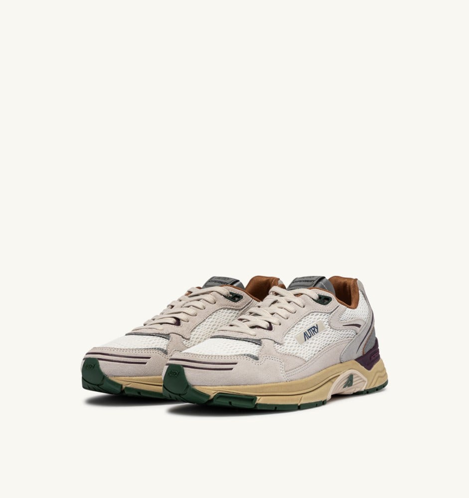 HYPERWAY IN FIG AND WHITE MESH AND SUEDE