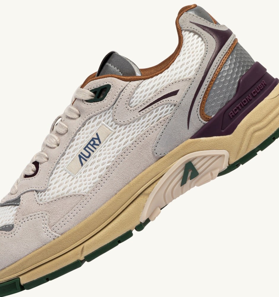 HYPERWAY IN WHITE AND FIG SUEDE AND MESH