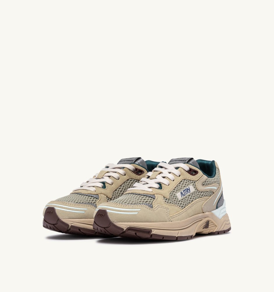 HYPERWAY IN ECRU AND SPA BLUE SUEDE AND MESH