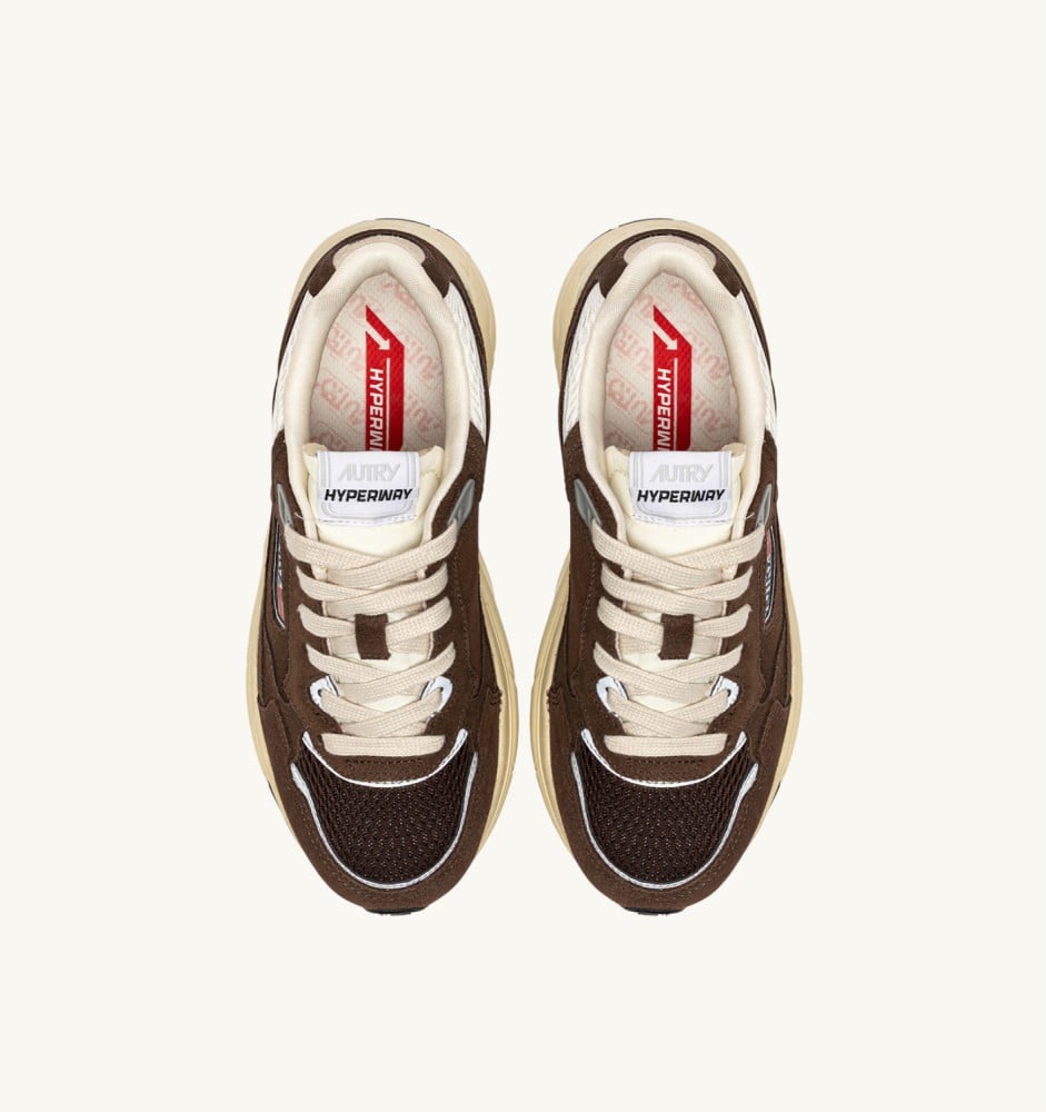 HYPERWAY IN MARSHMALLOW AND TERRACOTTA SUEDE AND MESH