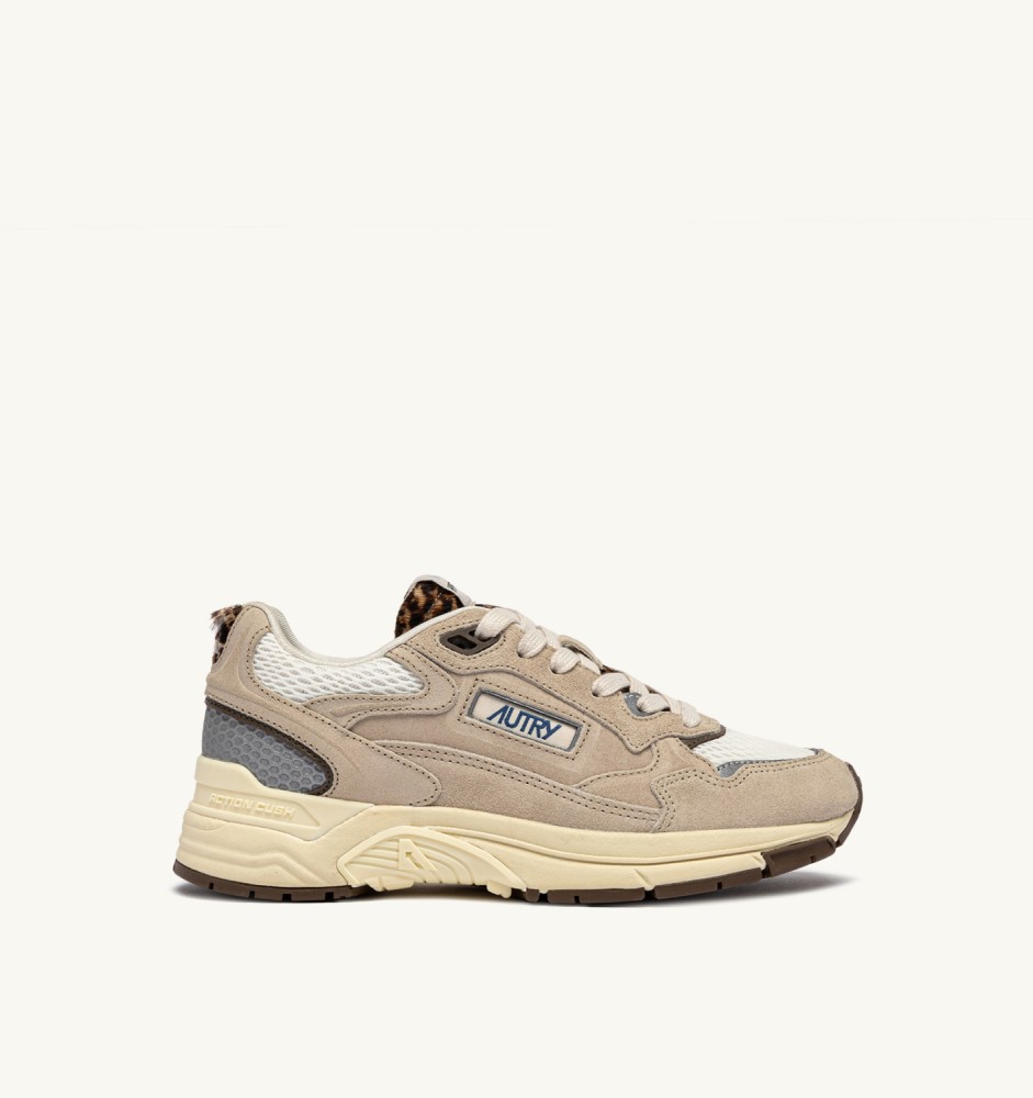 HYPERWAY IN SAND, MARSHMALLOW AND LEOPARD SUEDE AND MESH