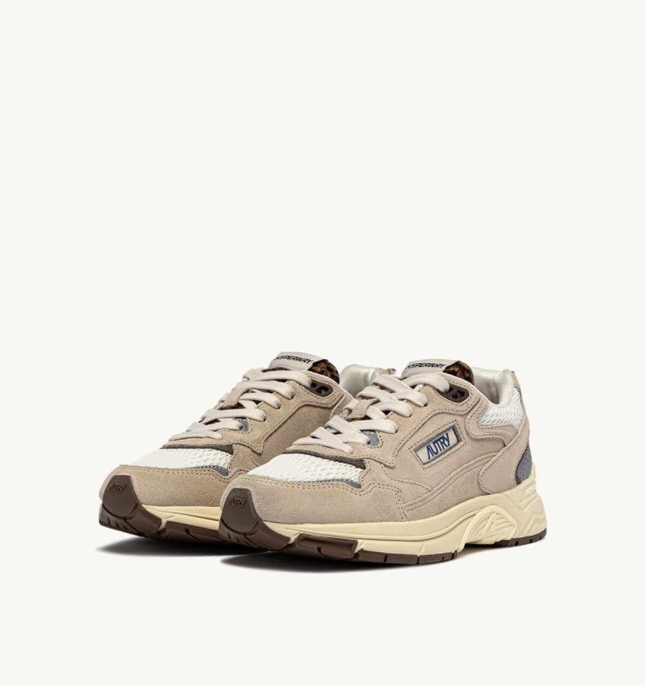 HYPERWAY IN SAND, MARSHMALLOW AND LEOPARD SUEDE AND MESH
