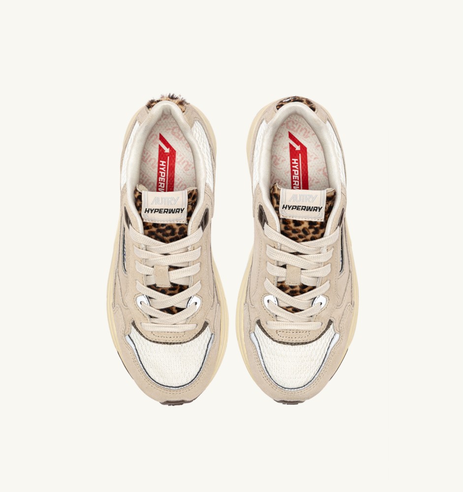 HYPERWAY IN SAND, MARSHMALLOW AND LEOPARD SUEDE AND MESH