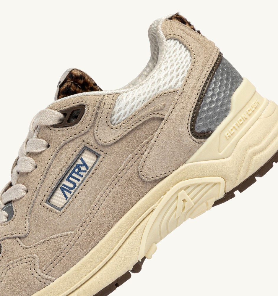 HYPERWAY IN SAND, MARSHMALLOW AND LEOPARD SUEDE AND MESH