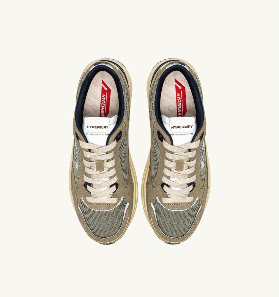 HYPERWAY IN SILVER SAGE AND SPA BLUE SUEDE AND MESH