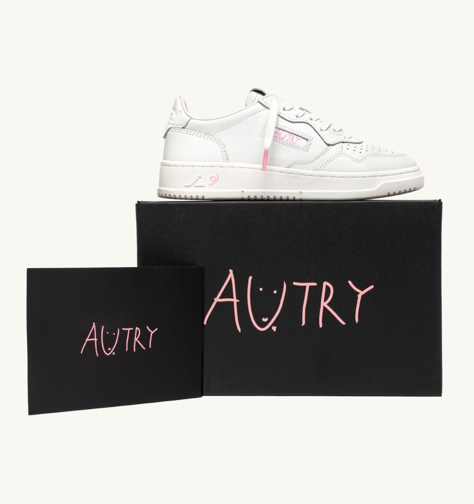 CHANGBIN X AUTRY MEDALIST LOW IN WHITE AND PINK LEATHER