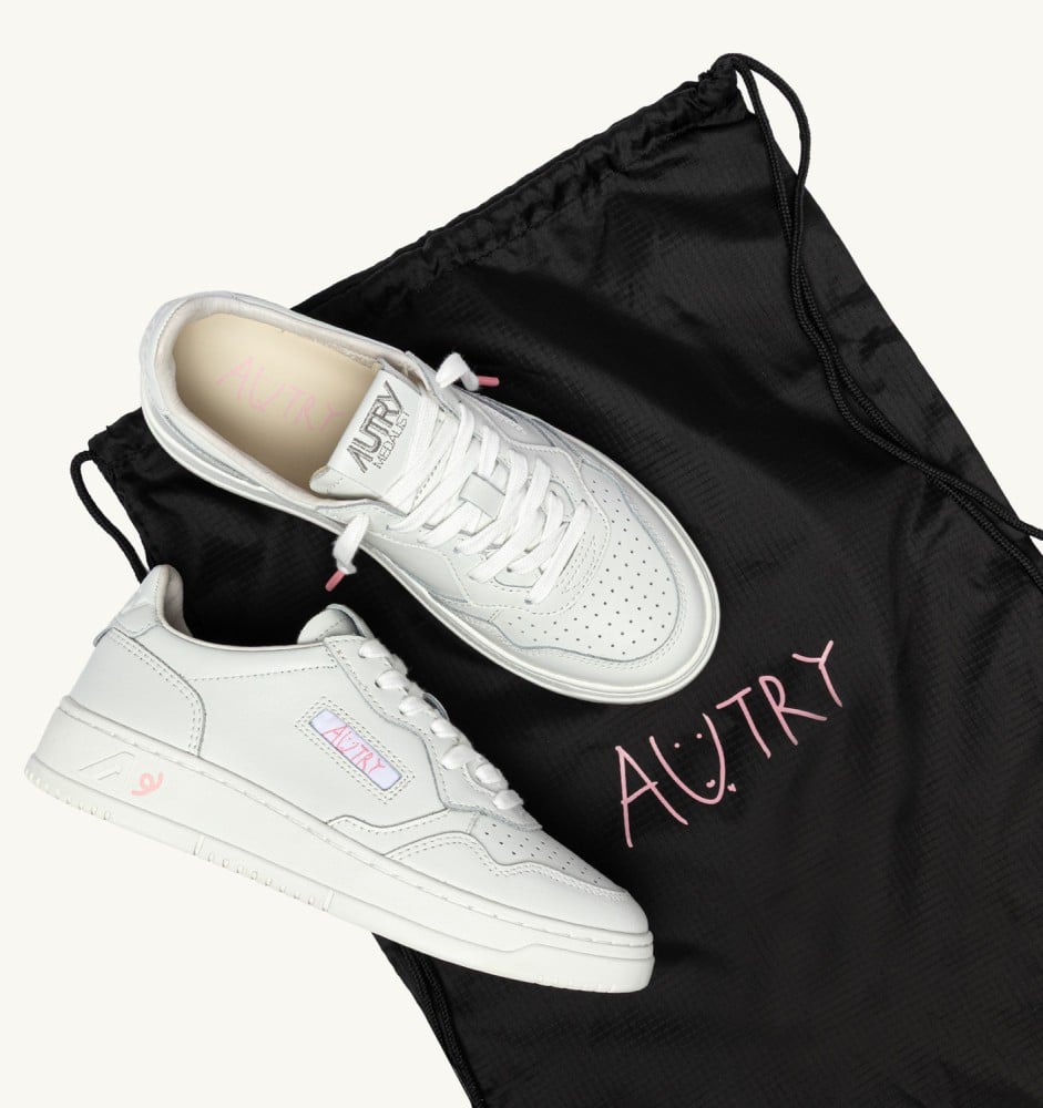 CHANGBIN X AUTRY MEDALIST LOW IN WHITE AND PINK LEATHER