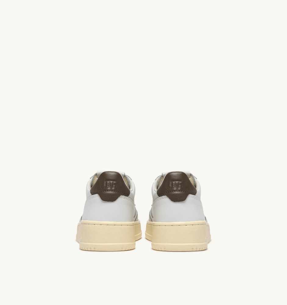 MEDALIST LOW IN WHITE AND CHOCOLATE LEATHER